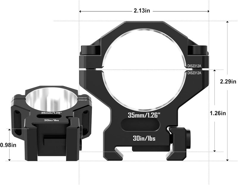 DISCOVERYOPT Store 7075 Series Aluminum 30mm 34mm 1 inch Scope Rings, High Precision Pre-lapped Picatinny Scope Rings, Medium/High/Low Profile Scope Mount for Picatinny Rail - Image 5